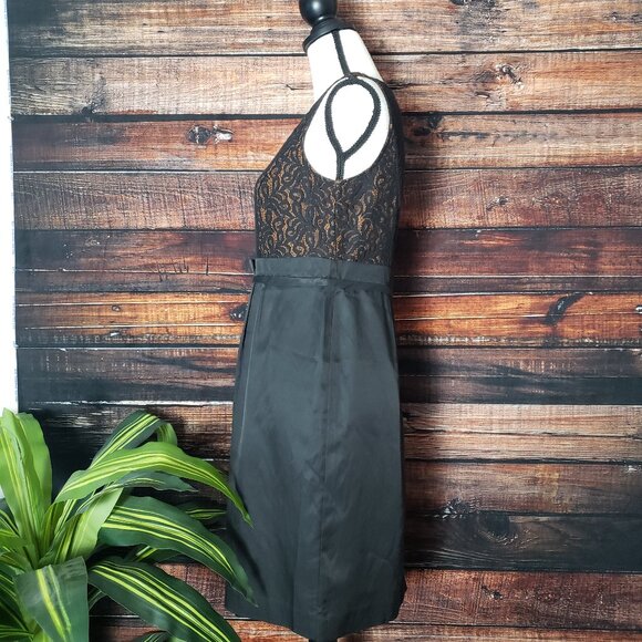 Merona Sheath Dress 6 Paper Bag Waist Lace Bodice Zip Back NWOT - Picture 5 of 11